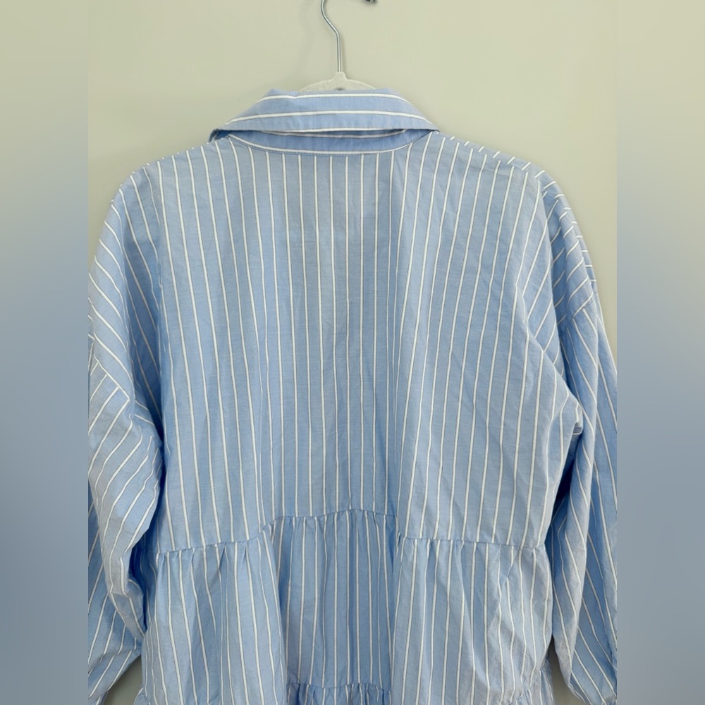 Zara blue pinstripe shirt dress tunic size Large - Picture 8 of 16